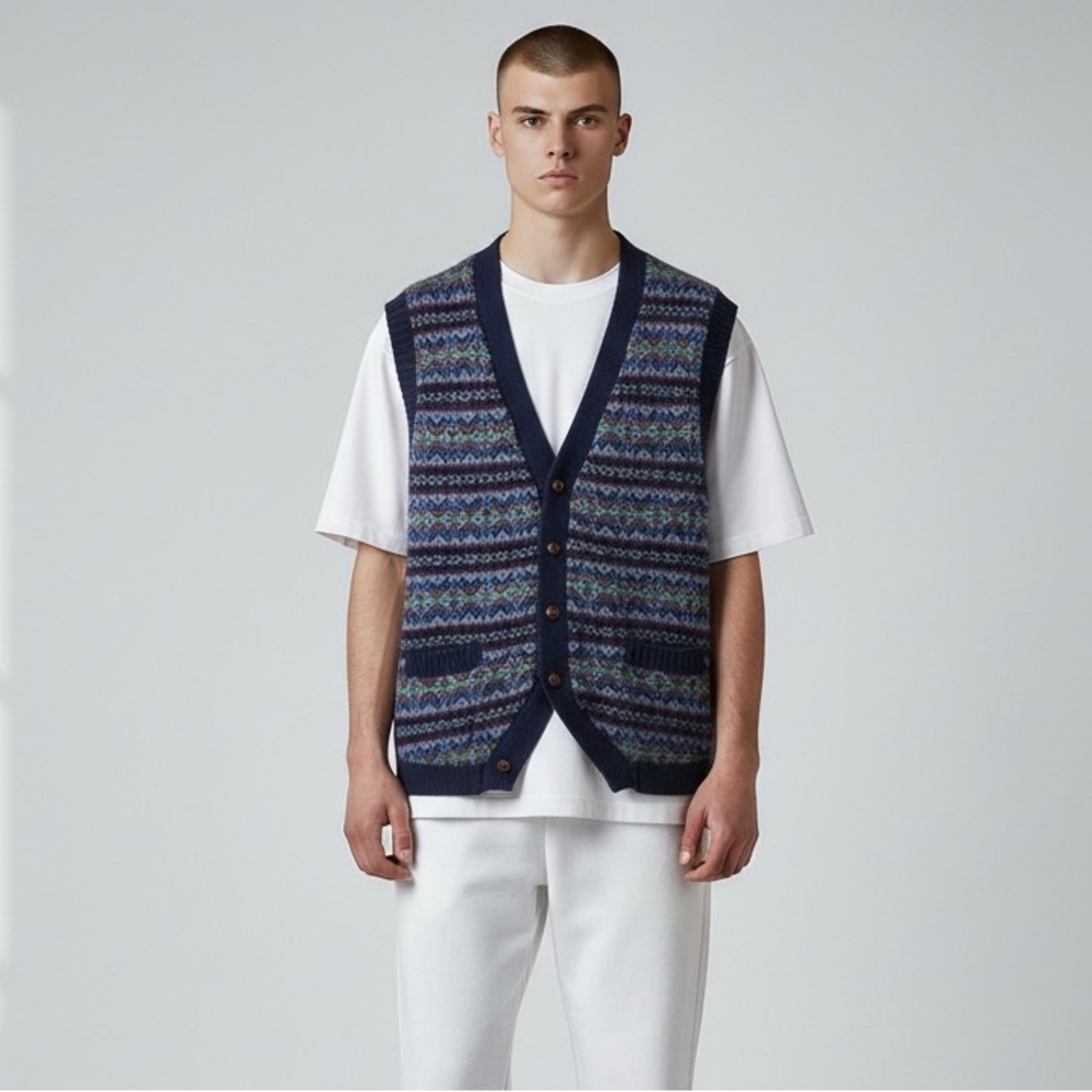 Vintage Hunt Club‎ 100% Shetland Wool Fair Isle Sweater Vest Men’s Medium